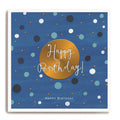 Happy Birthday - Blue Spotty Background With Gold