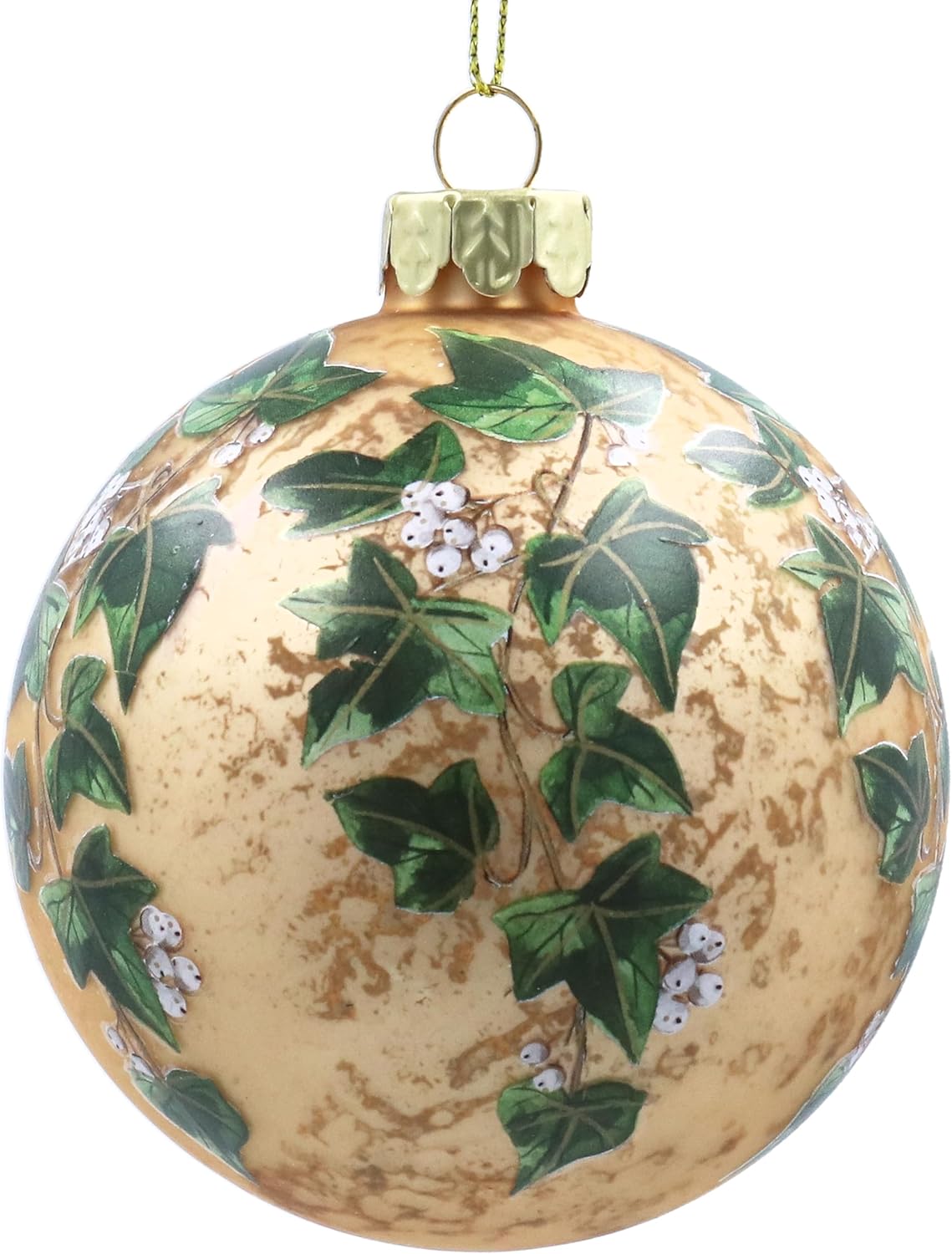 Matt forest green ivy leaf glass bauble