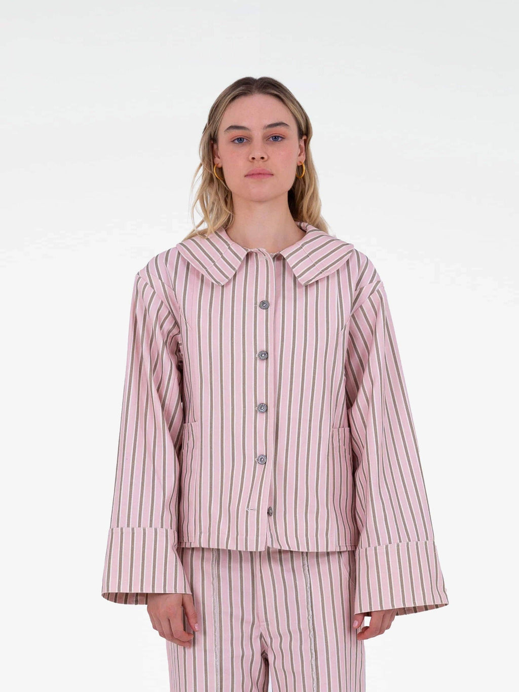 Ethereal Striped Denim Jacket: L