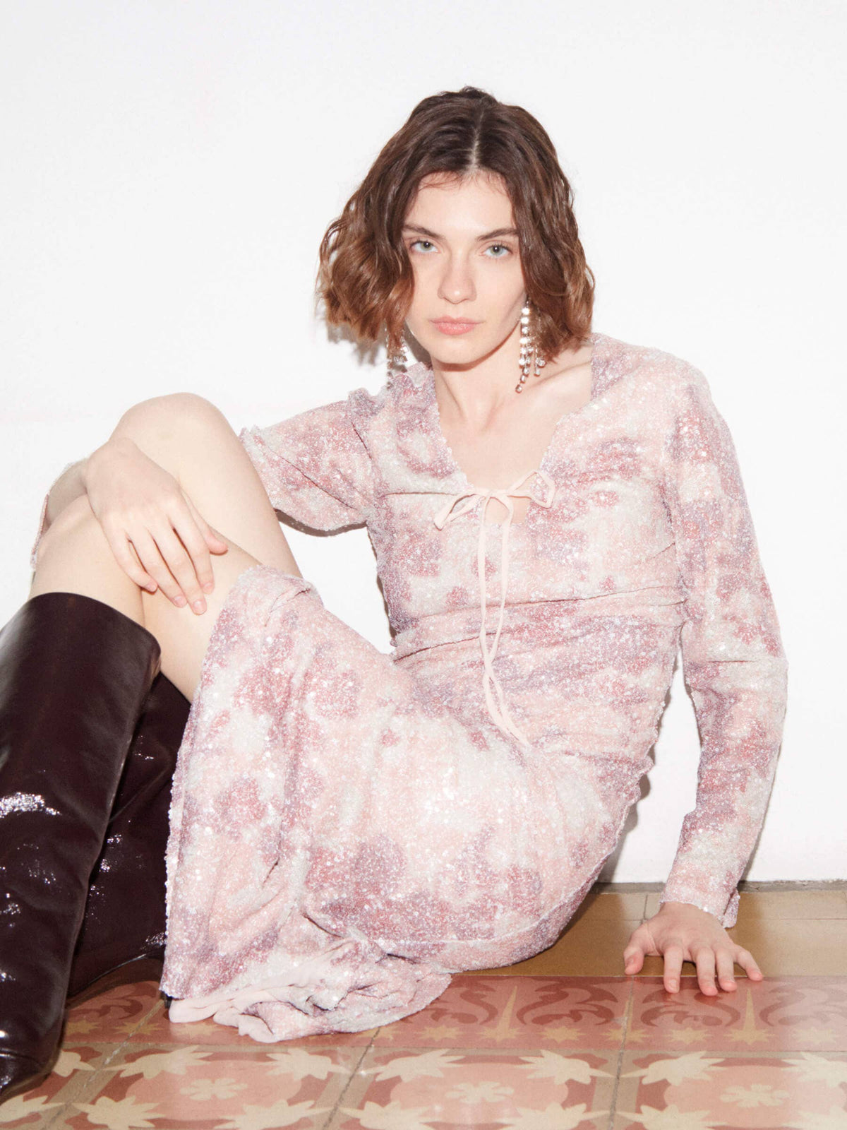 Star Printed Sequin Dress: L