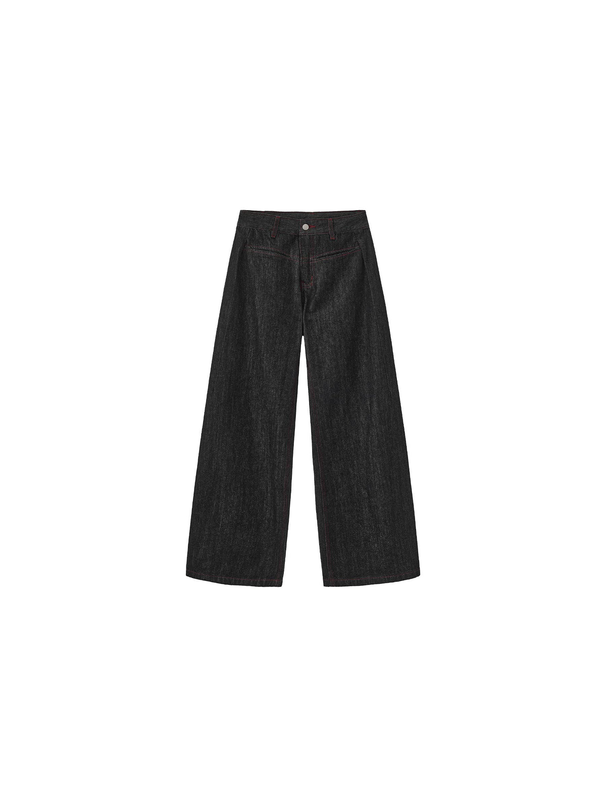 Vintage Curved Wide-Leg Trousers: Navy / S
