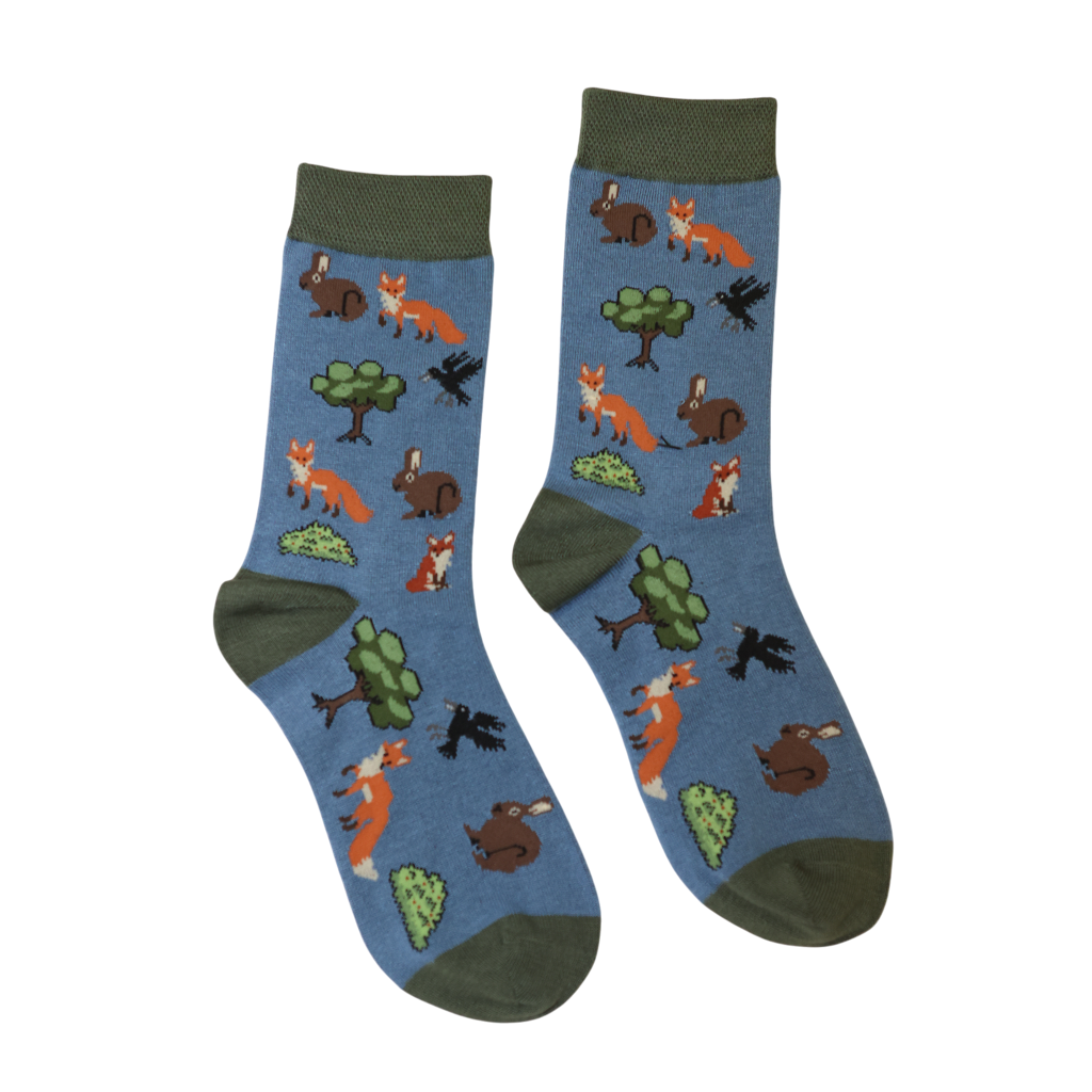 Blue Woodland Animal Bamboo Sock