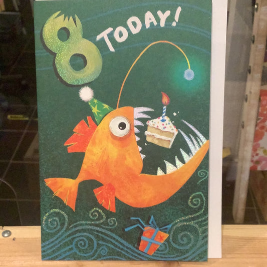 Age 8 8th Birthday Fish and Cake