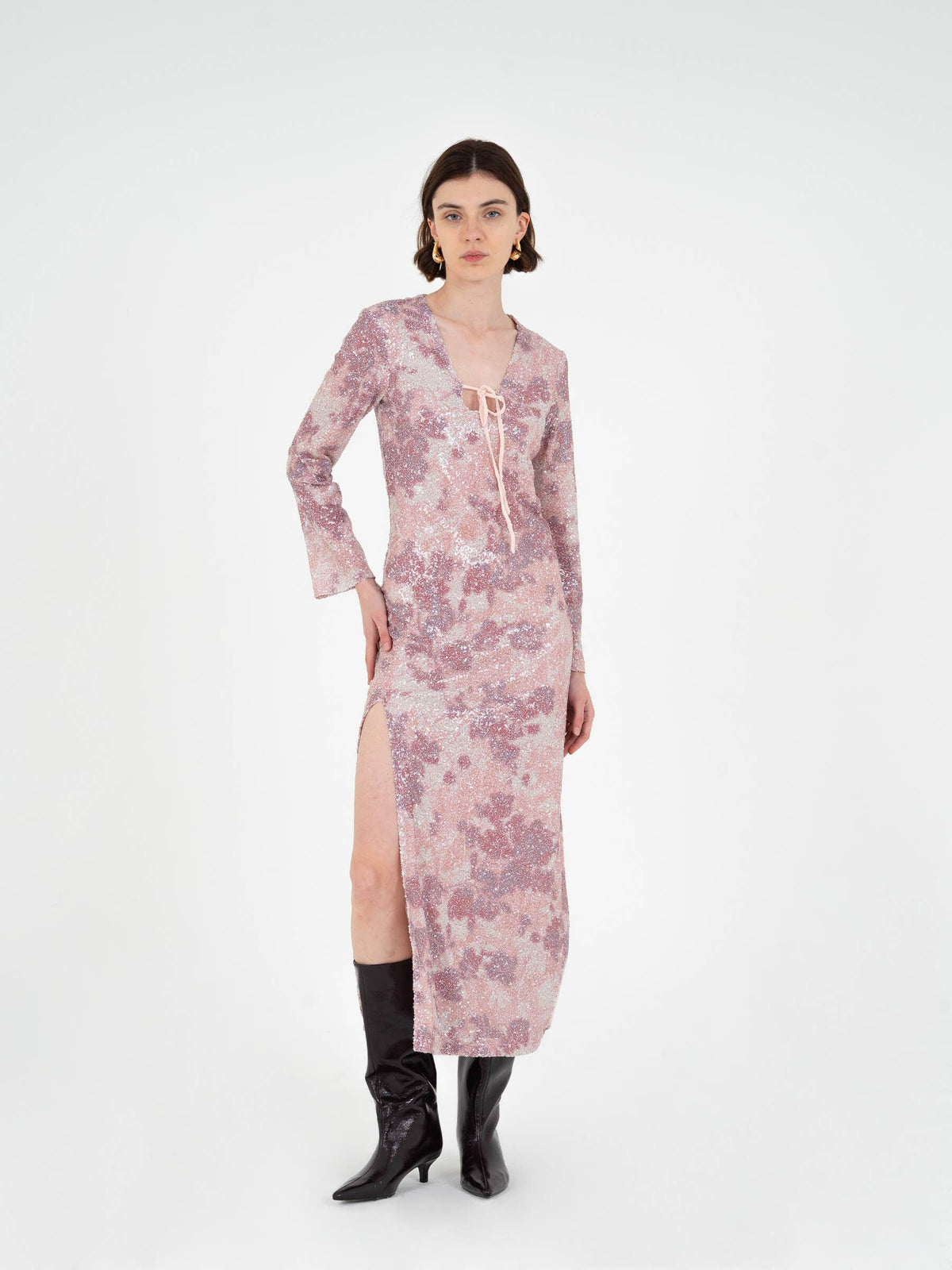 Star Printed Sequin Dress: L