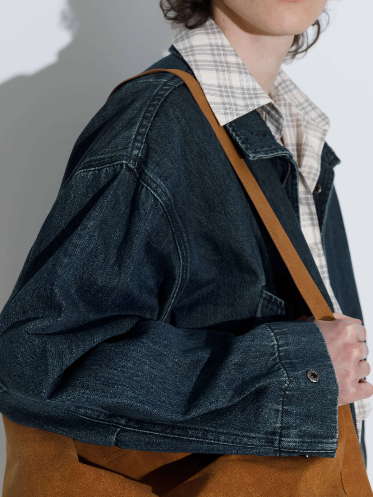 Funnel Neck Denim Jacket: SteelBlue / UN
