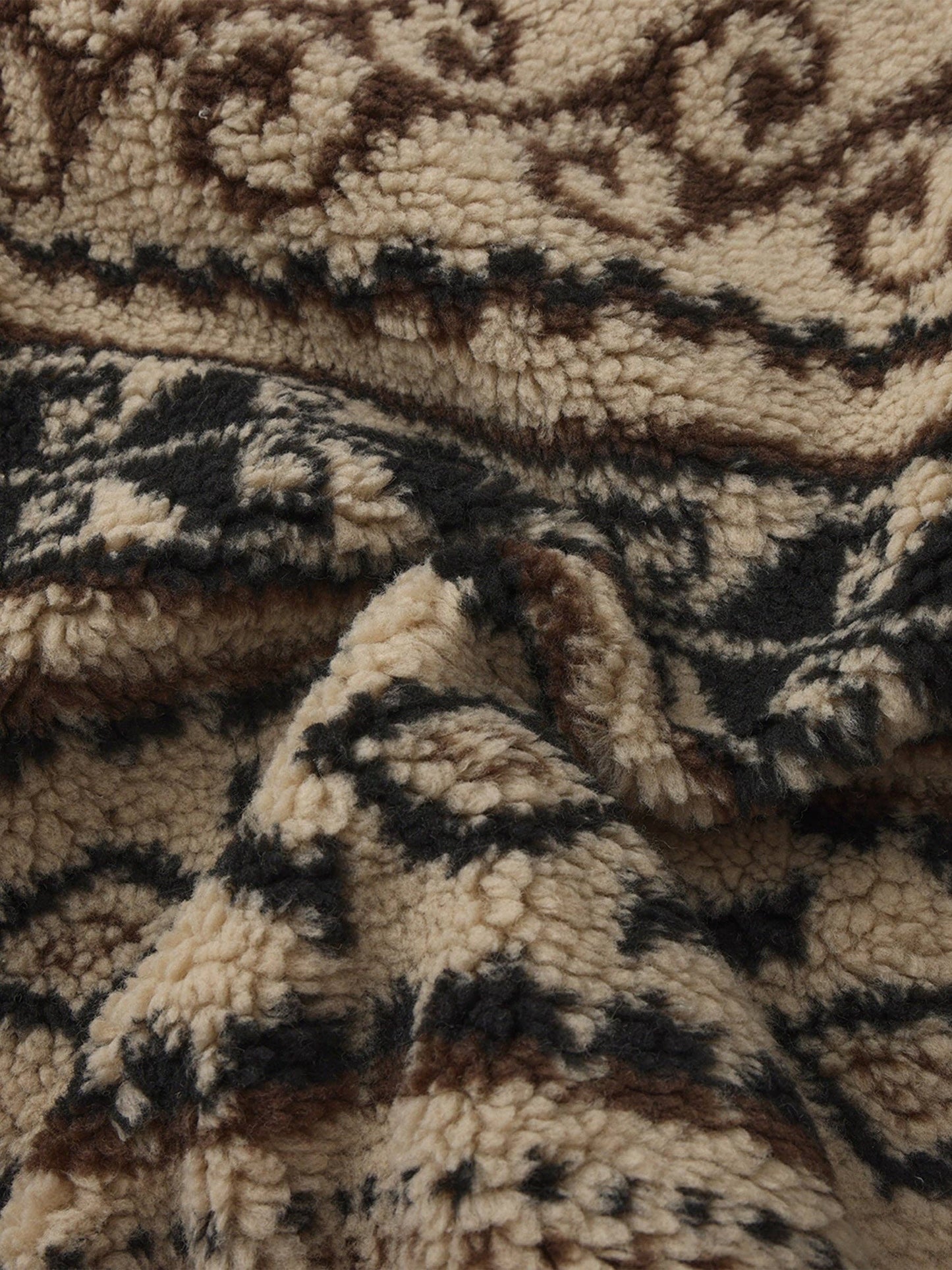 Paisley Faux Shearling Padded Jacket: Brown / M