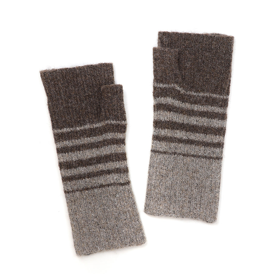 Beige Gradient Stripe Wrist Warmers