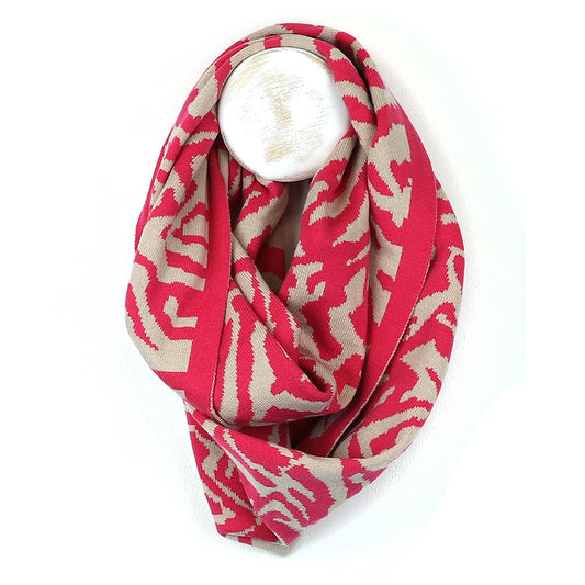 Raspberry mix recycled blend animal stripe snood