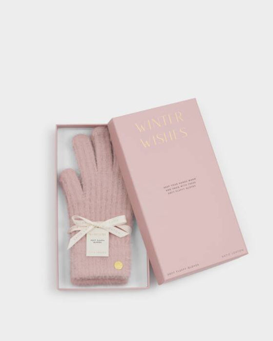 GIFT BOXED WINTER WISHES FLUFFY GLOVES PINK