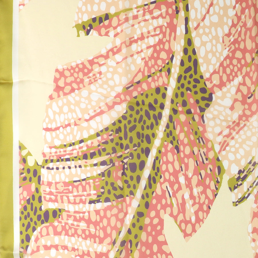 Recycled peach and lime silky mottled print scarf