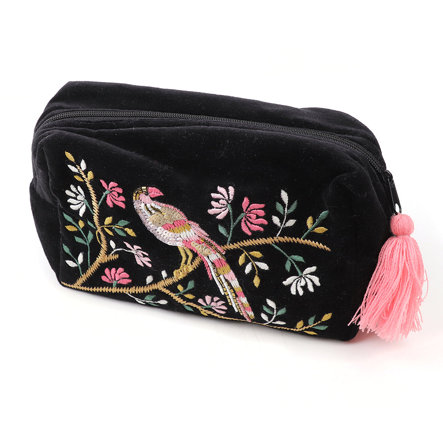 Black velvet wash bag
