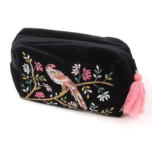 Black velvet wash bag