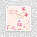Superstar Mummy card - Little girl with balloons