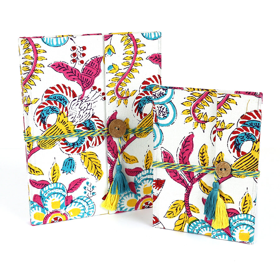 White and Paisley  Fabric Notebook