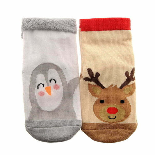 Reindeer and Penguin Sock Set - 12-18 months