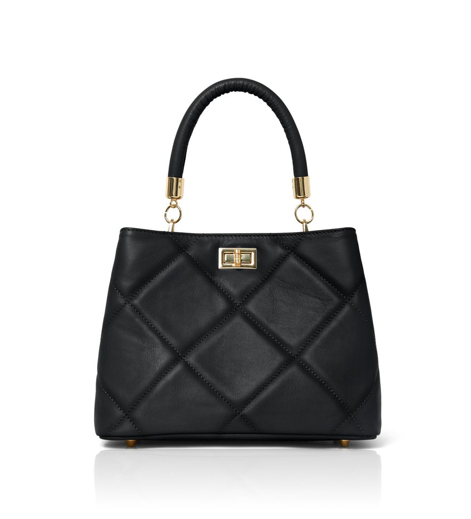 Leather Quilted Handbag Black