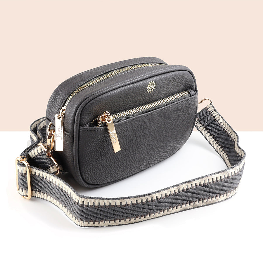 VEGAN LEATHER CAMERA BAG CHARCOAL
