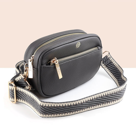 VEGAN LEATHER CAMERA BAG CHARCOAL