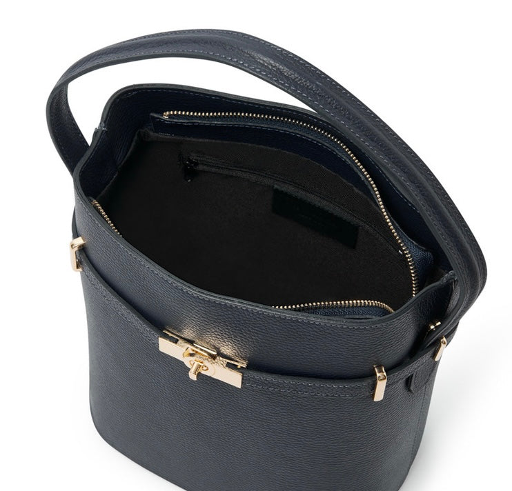 Leather Handbag Navy