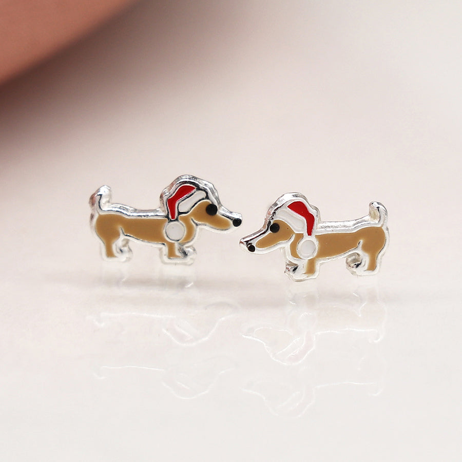 Sterling Silver Christmas Dogs Earrings