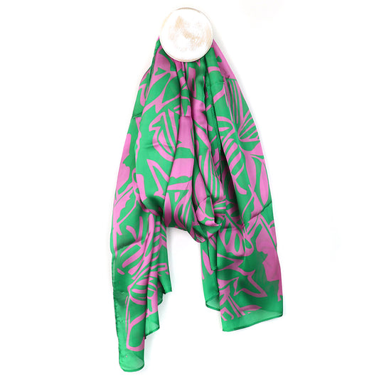 Green and Pink Silky Scarf
