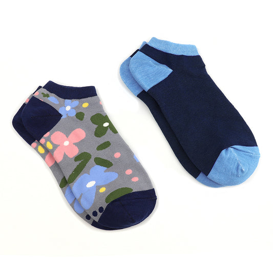 Navy and Grey Mix Trainer Sock Duo