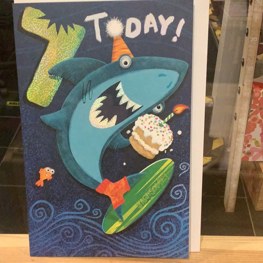 Age 7 7th Birthday Shark and cake