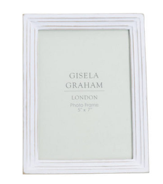 Antique White Groove  Picture Frame, 5 x 7