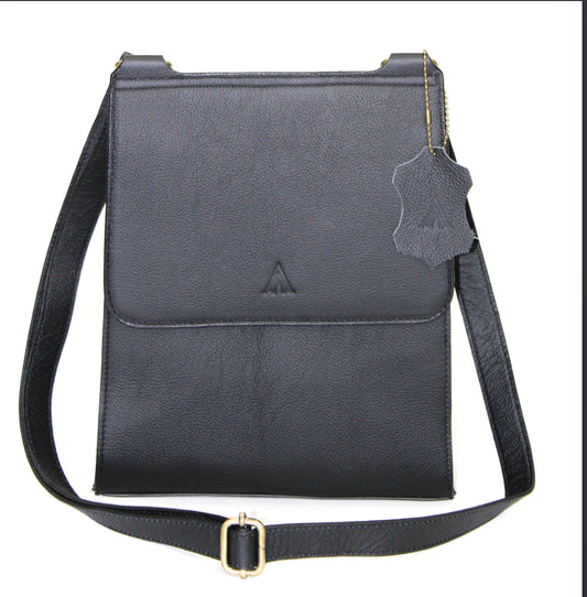 Black Pebbled Leather Handbag