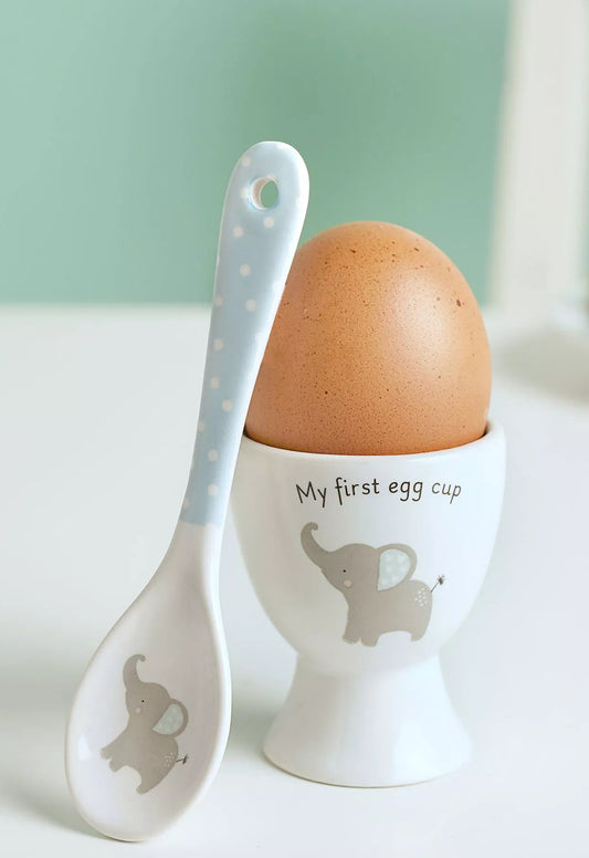 Hello Baby 2 Piece Egg Cup & Spoon Set Blue