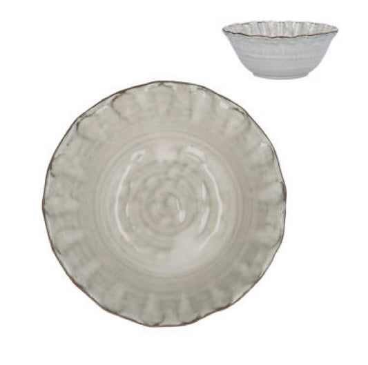 Taupe Stoneware Pinched Decorative Bowl Small