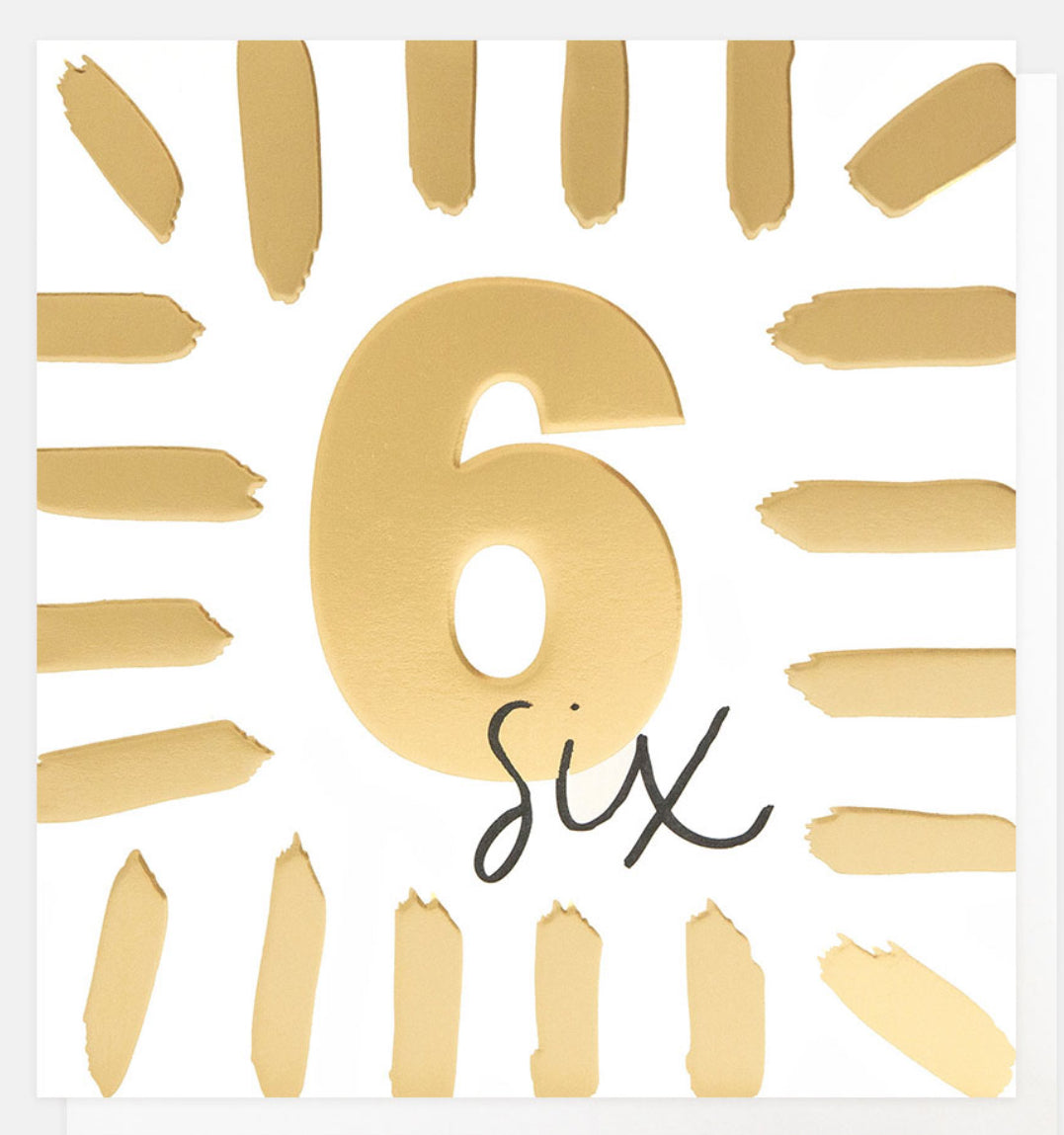 Age 6 Six Today Gold Border