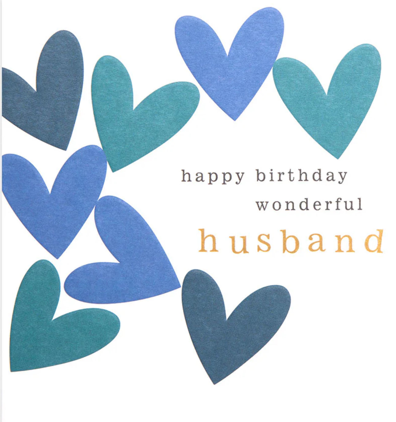 Happy Birthday Wonderful Husband Multi Blue Hearts