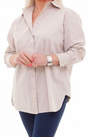 OVERSIZED POPLIN SHIRT - STONE