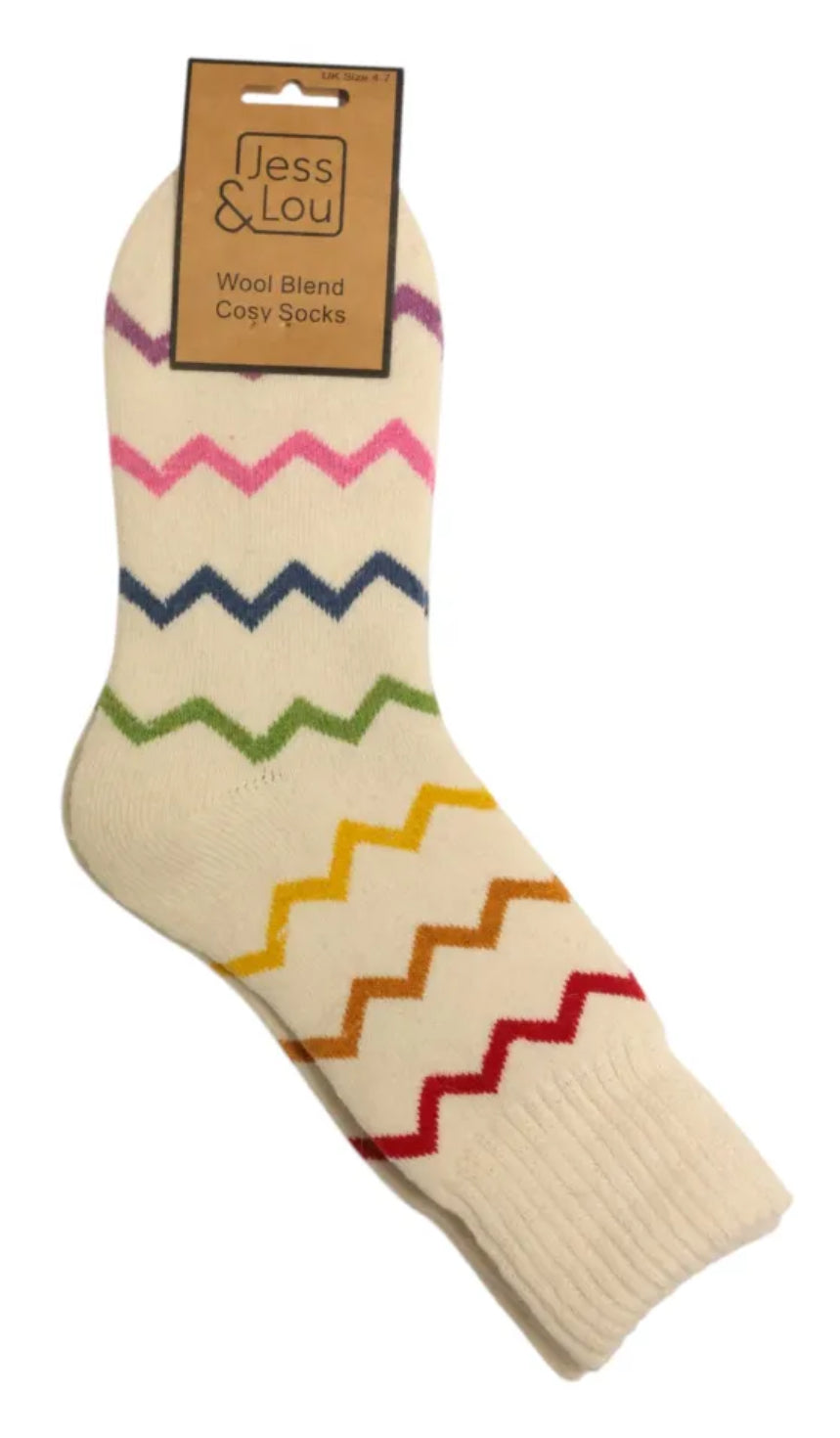 Cream Zig Zag Cosy Sock