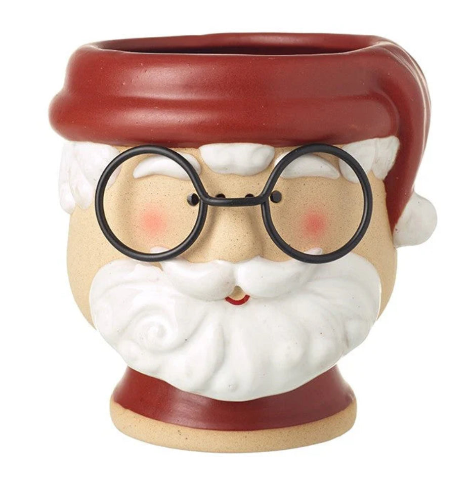 Santa with glasses pot