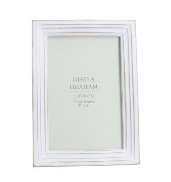 Antique White Groove  Picture Frame, 4 x 6