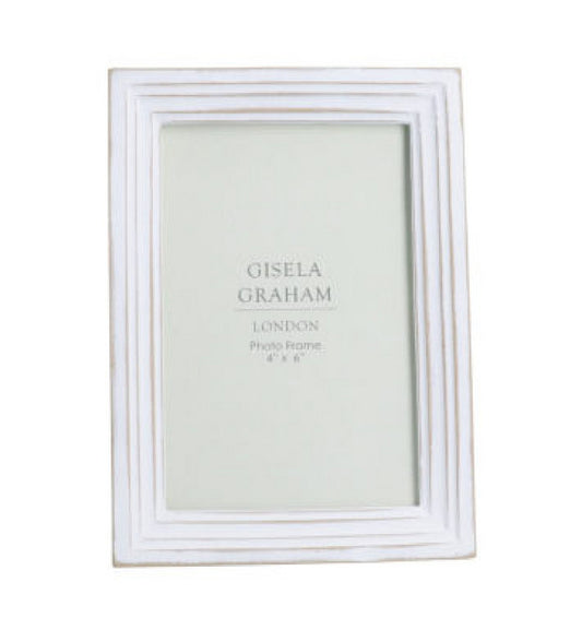 Antique White Groove  Picture Frame, 4 x 6