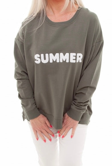 Zipped sweatshirt ‘SUMMER’ Black