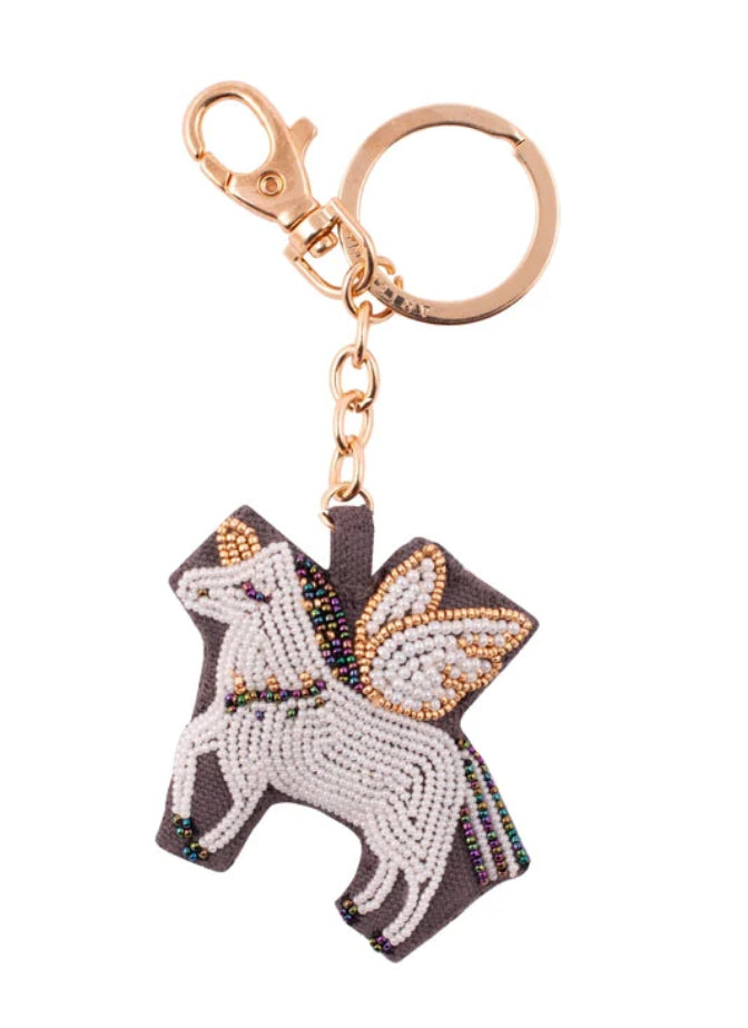 Unicorn Beaded Keyring