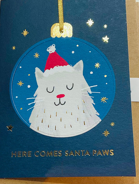 Santa Paws Cat Merry Christmas Pop Out Hanging Bauble