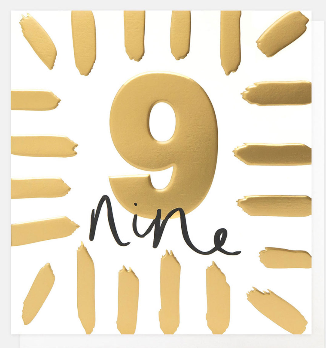 Age 9 Nine Today Gold Border