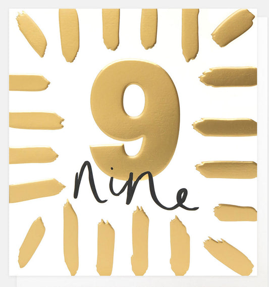 Age 9 Nine Today Gold Border