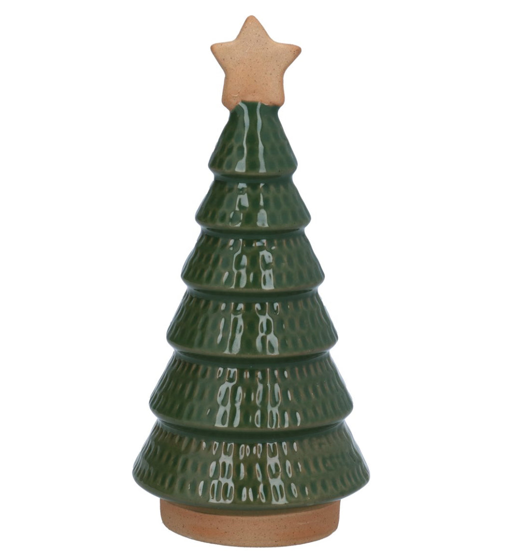 Ceramic ornament 17cm green tree
