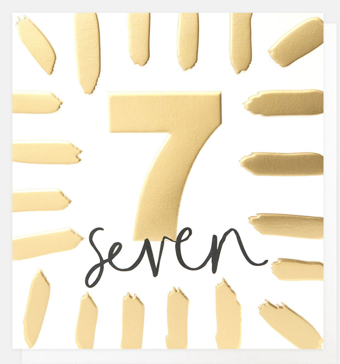 Age 7 Seven Today Gold Border
