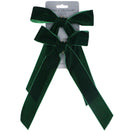 Pack/2 Velvet Hanging Dec 14cm - Green Bow