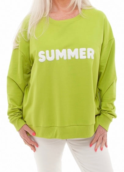 Zipped sweatshirt ‘SUMMER ‘ KIWI GREEN