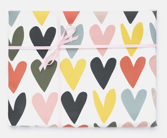 Multi Coloured Heart Gift Wrap
