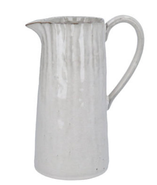 Taupe Stoneware Pinched Decorative Pitcher