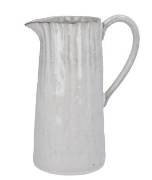 Taupe Stoneware Pinched Decorative Pitcher